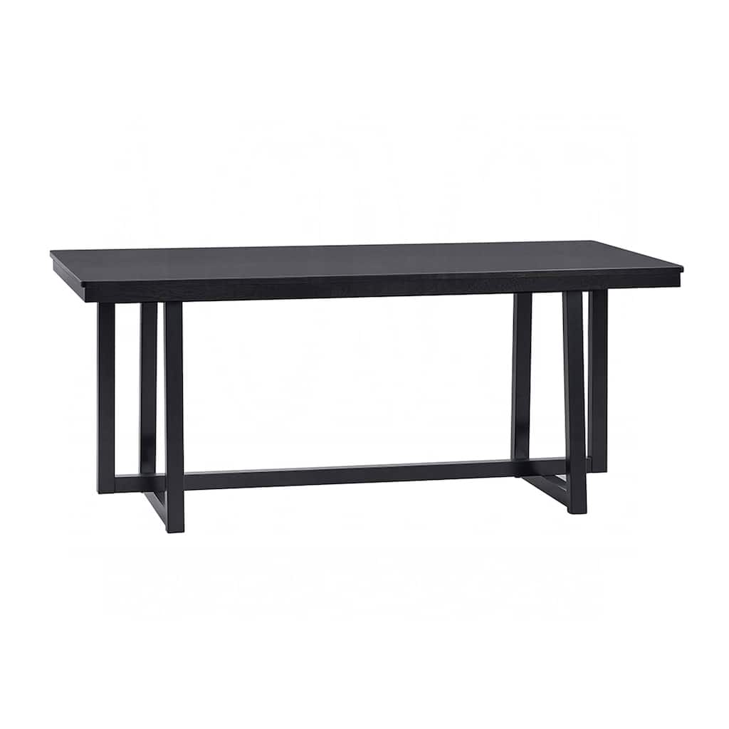 Rectangular Wooden Dining Table with Openwork Leg in Black Finish