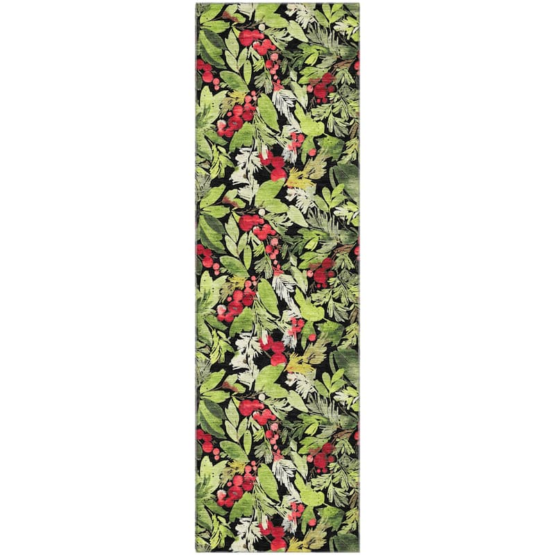 Premium Washable Super Soft Christmas Holly Mayfield Rug