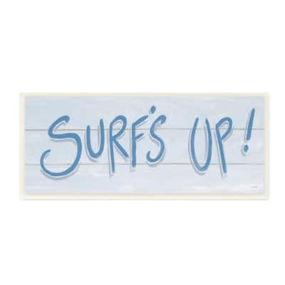 Stupell Industries Surf's Up Nautical Beach Phrase Soft Blue Typography Wood Wall Art, 17 x 7