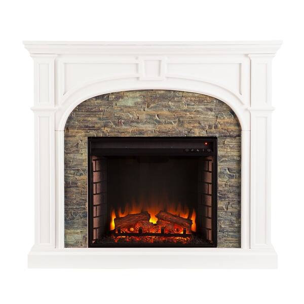 Shop 45 5 White And Brown Traditional Electric Fireplace