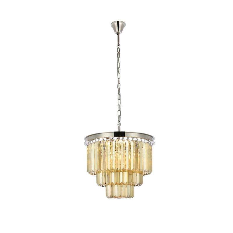 Royce Edge 9-Light Polished Nickel Chandelier - polished nickel (royal cut golden teak crystals)