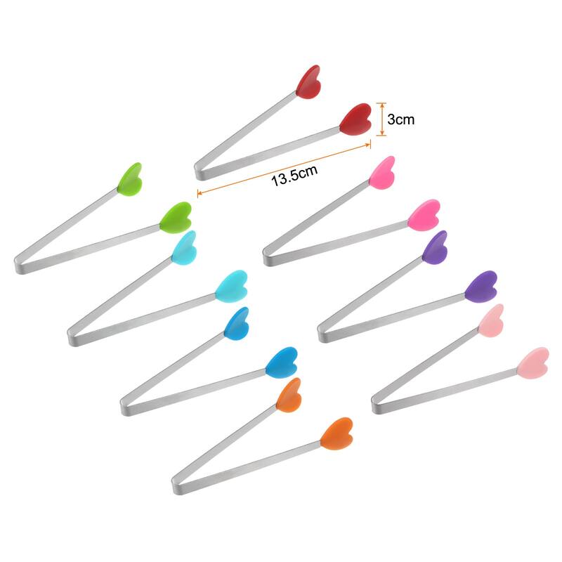 Mini Food Tongs Hand Shape Stainless Steel with Silicon Tips 8 Colors - 13.5cm
