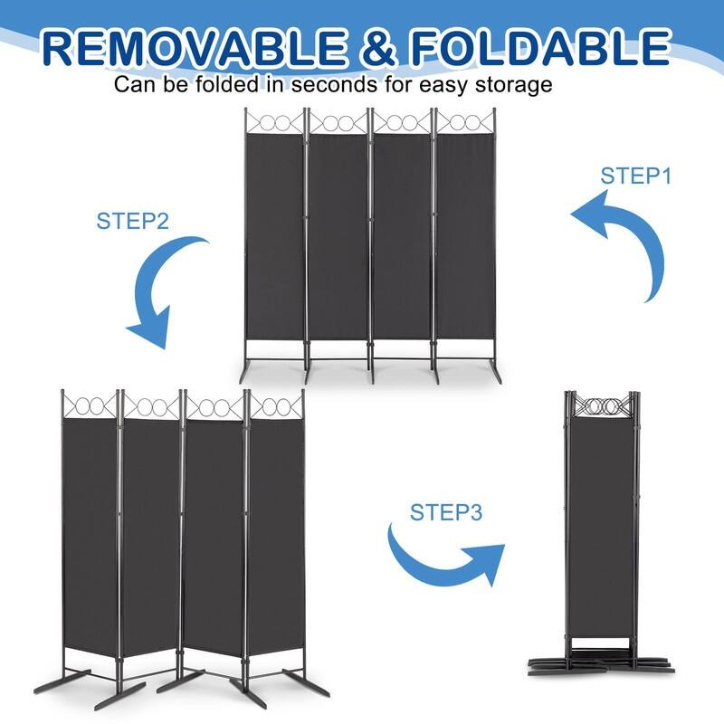 6FT Top With Shape Polyester Cloth Plastic Feet Carbon Steel Frame Foldable Screen