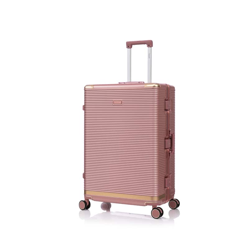 3-Piece, 20/24/28-Inch Modern Aluminum Alloy Luggage Set, Stylish Combination Lock Luggage, for Boarding Travel, Rose Gold
