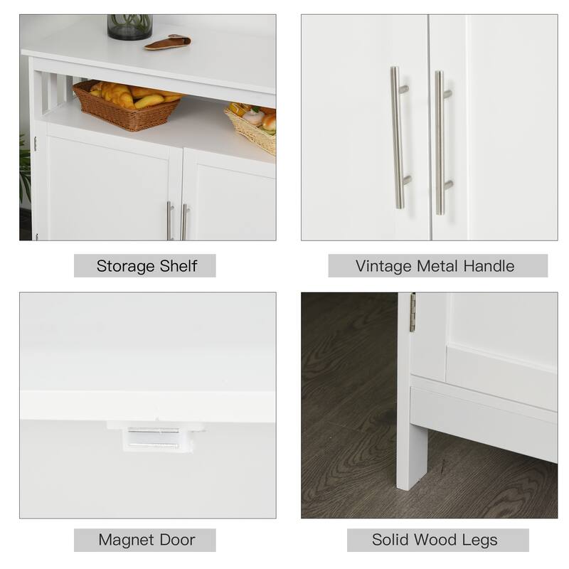 HOMCOM Kitchen Console Table, Buffet Sideboard, Wooden Storage Table with 2-Level Cabinet and Open Space