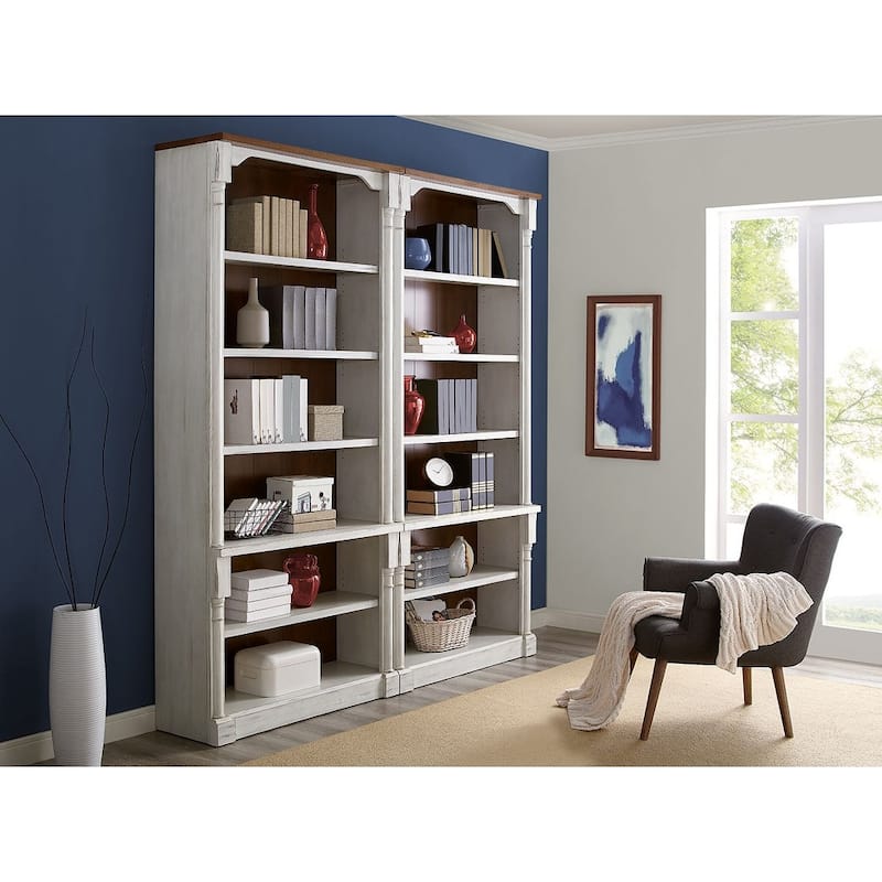 Rustic Open 8' Wood Bookcase, Storage Cabinet, White - 42W x 94H x 16D