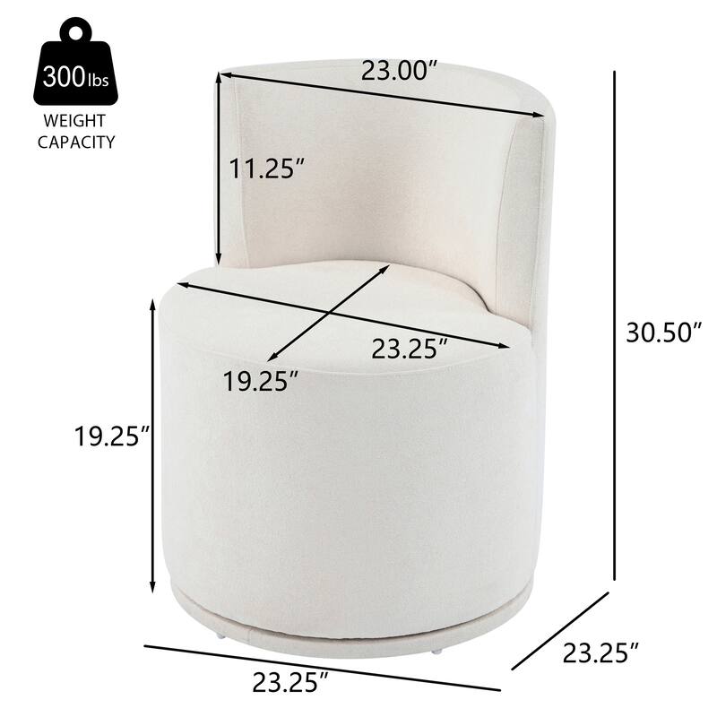 Roomfitters Modern Swivel Upholstered Side Chair for Vanity or Living Room, Beige Fabric