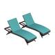 Kona Outdoor Brown Wicker Chaise Lounge (Set of 2) with Cushions - Turquoise