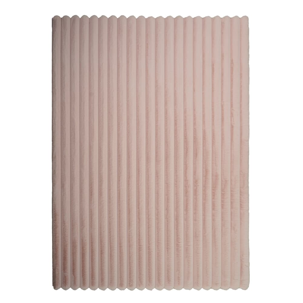 Madrid Collection Ultra Soft Ribbed Faux Fur Area Rug