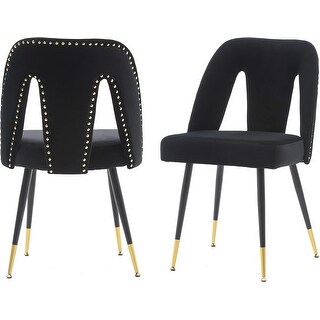 Modern Velvet Dining Chairs Set of 2, Upholstered Side Chairs with Gold ...