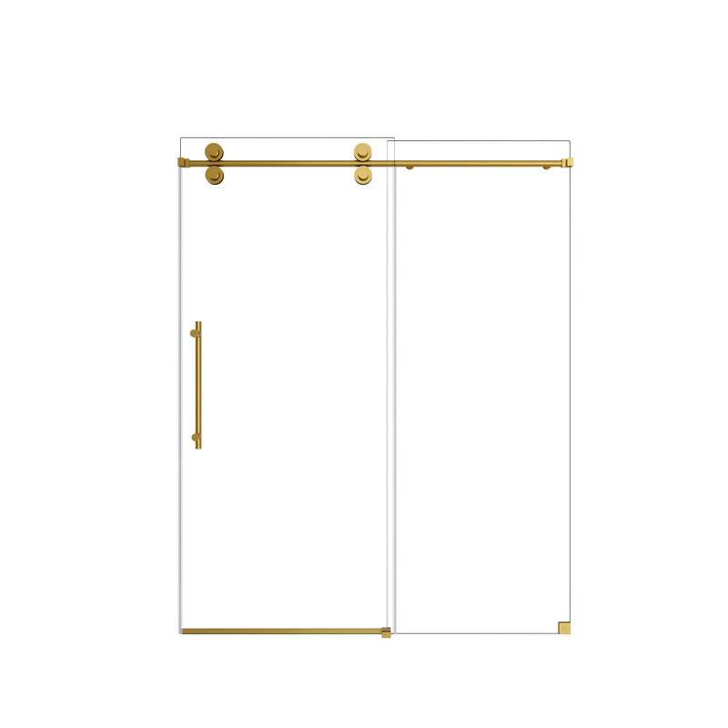 Frameless Clear Tempered Glass Single Sliding Shower Door w/ 5/16" Thick