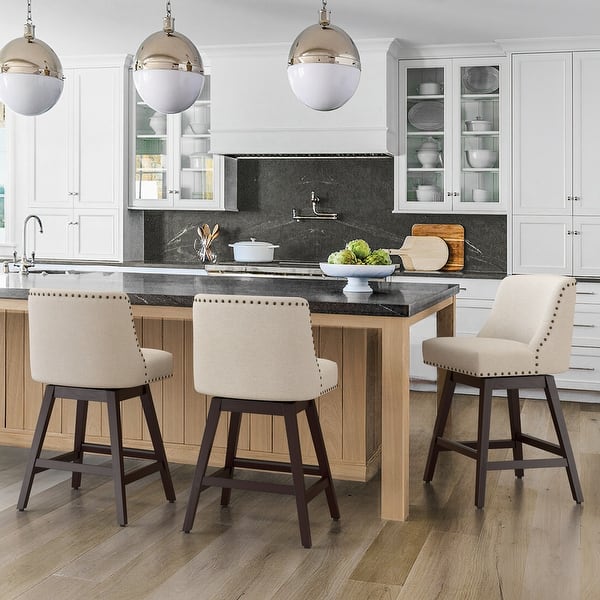 26 Modern Wood Frame Counter Stools Fabric/Faux Leather Swivel