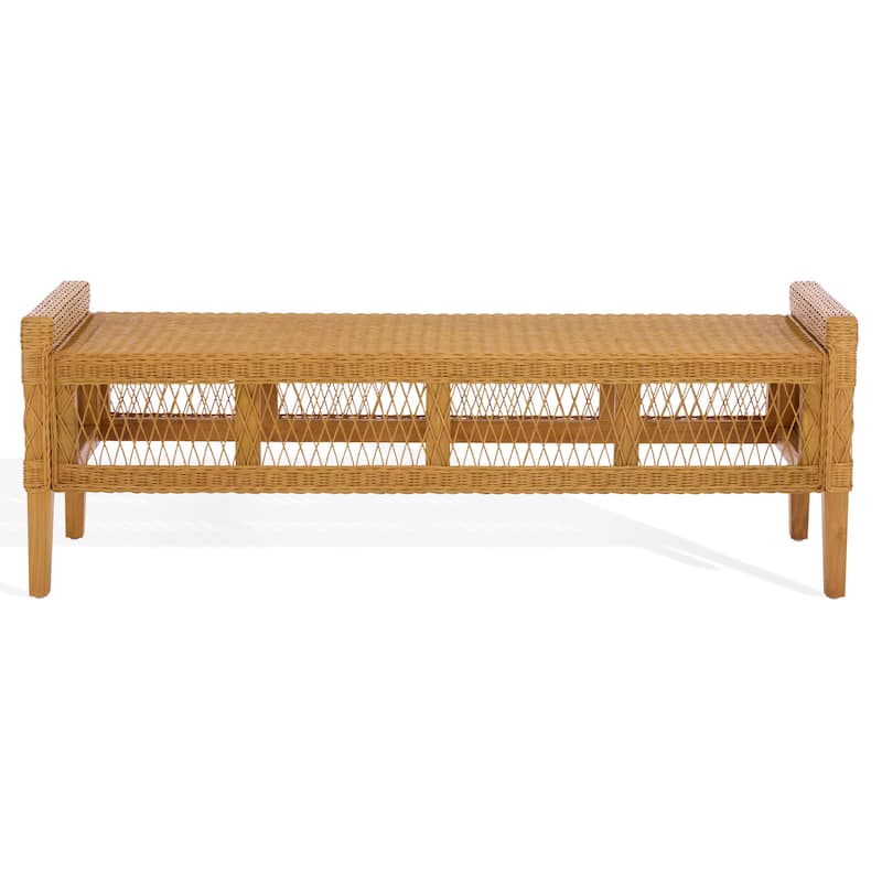 SAFAVIEH Couture Jimmy Rattan Bench - 60"W x 18"D x 21"H