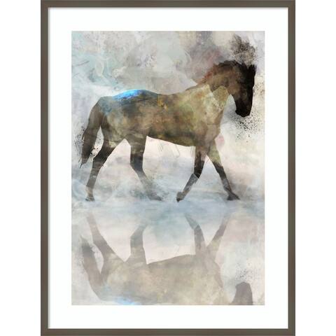 Gentle Horse Walk I by Ken Roko Wood Framed Wall Art Print - Svelte Clay Grey