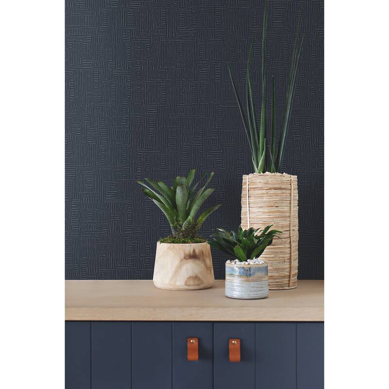 Warner Chiseled Navy Abstract Wallpaper