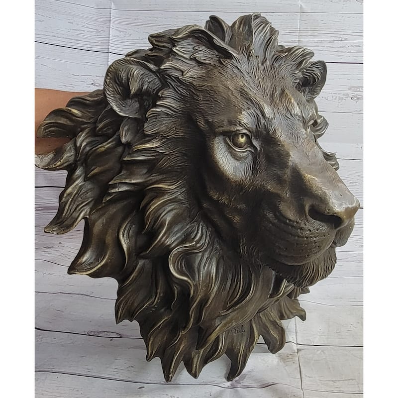 Wall Mounted Hanging Lion Head Bust Sculpture Decor Signed Original Milo 18 Inches X 18 Inches