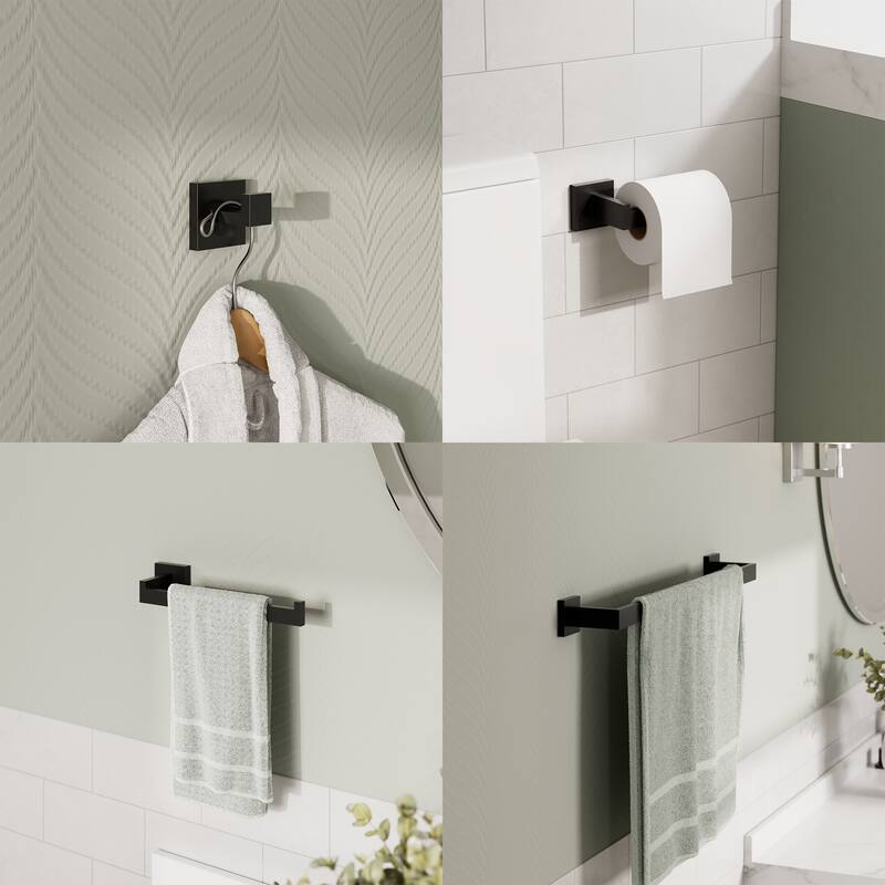 GRANDJOY 10" Rainfall Shower System with 4-Piece Bathroom Towel Bar Hardware Set Combo