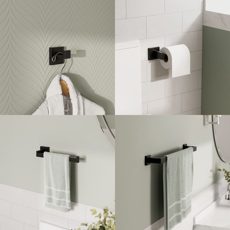 GRANDJOY 4 Piece Bathroom Towel Bar Wall Mounted Towel Rack Paper Towel Holder