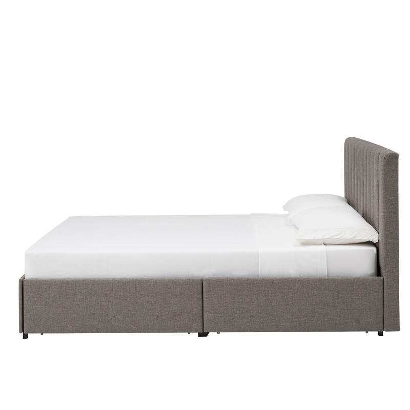 Arlert Grey Linen 4-drawer Storage Platform Bed by iNSPIRE Q Modern
