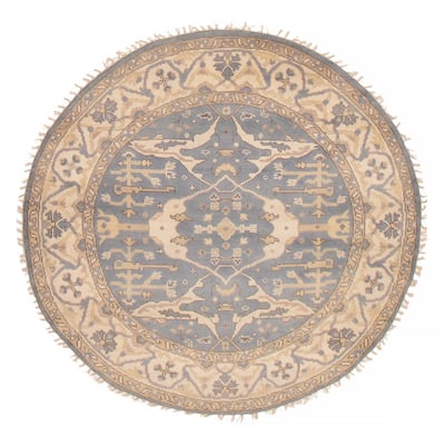 ECARPETGALLERY Hand-knotted Royal Oushak Light Denim Blue Wool Rug - 5'11 x 5'11