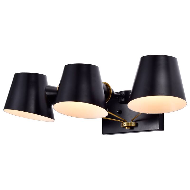 Baxter 3 Light Vanity Black with Burnished Brass