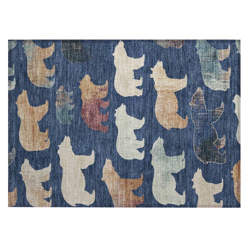 Machine Washable Indoor/ Outdoor Modern Bear Chantille Rug
