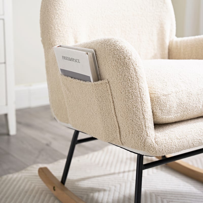 29.1" High Back Rocking Chair with Side Pocket