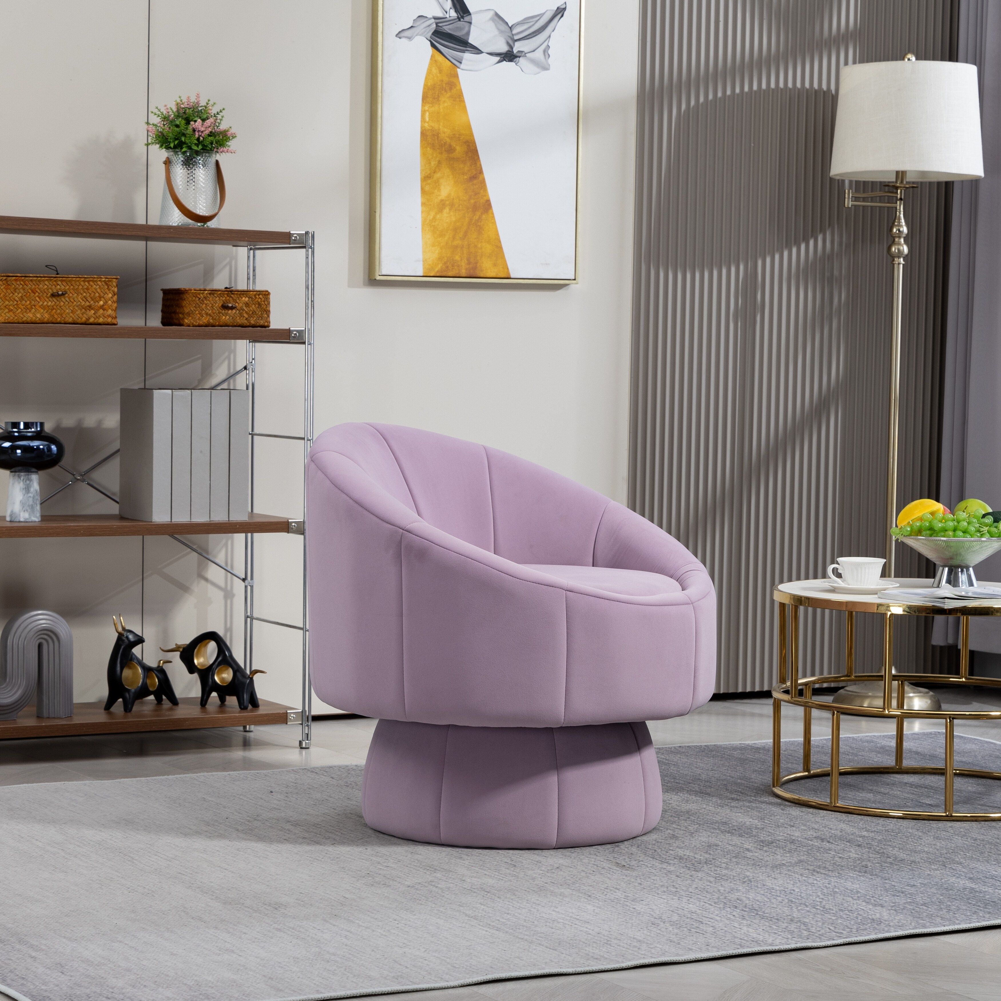 Living Room Swivel Chairs Accent Chair Reading Armchair Round Lounge Swivel Chair with Wood Frame for Sunroom Purple Bed Bath Beyond 41988690
