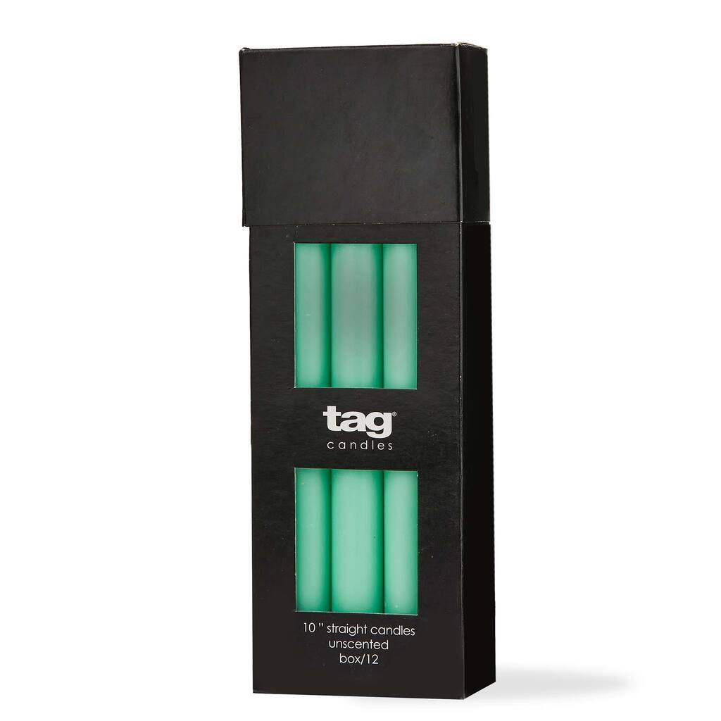 Color Studio 10" Straight Taper Unscented Smokeless Paraffin Wax Candle Seasfoam Burn Time 10 hrs. Sold in Units of 1