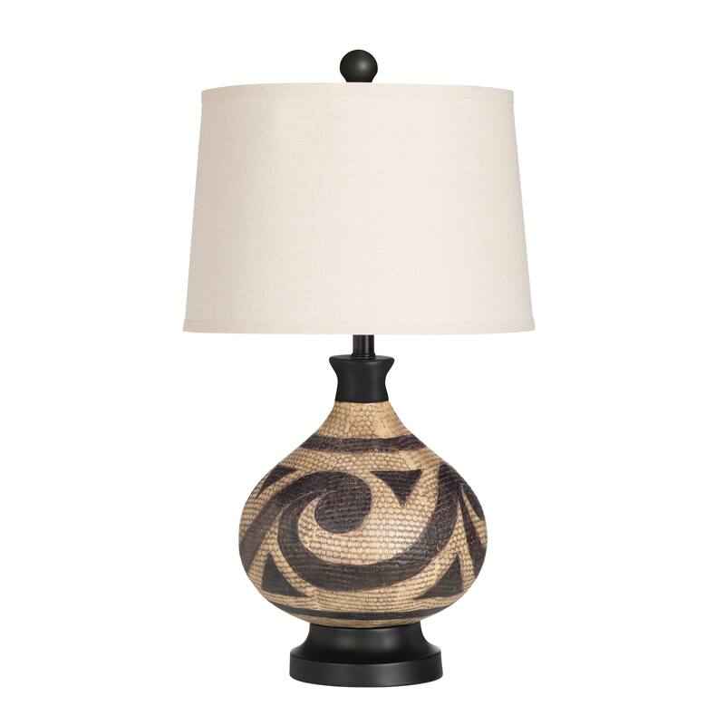 Ezekiel 3-Way Resin Table Lamp with Linen Oat Shade