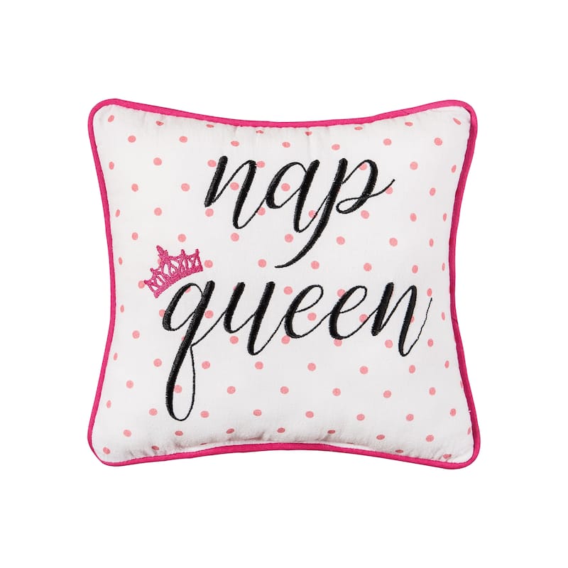 10" x 10" Nap Queen Printed and Embroidered Throw Pillow