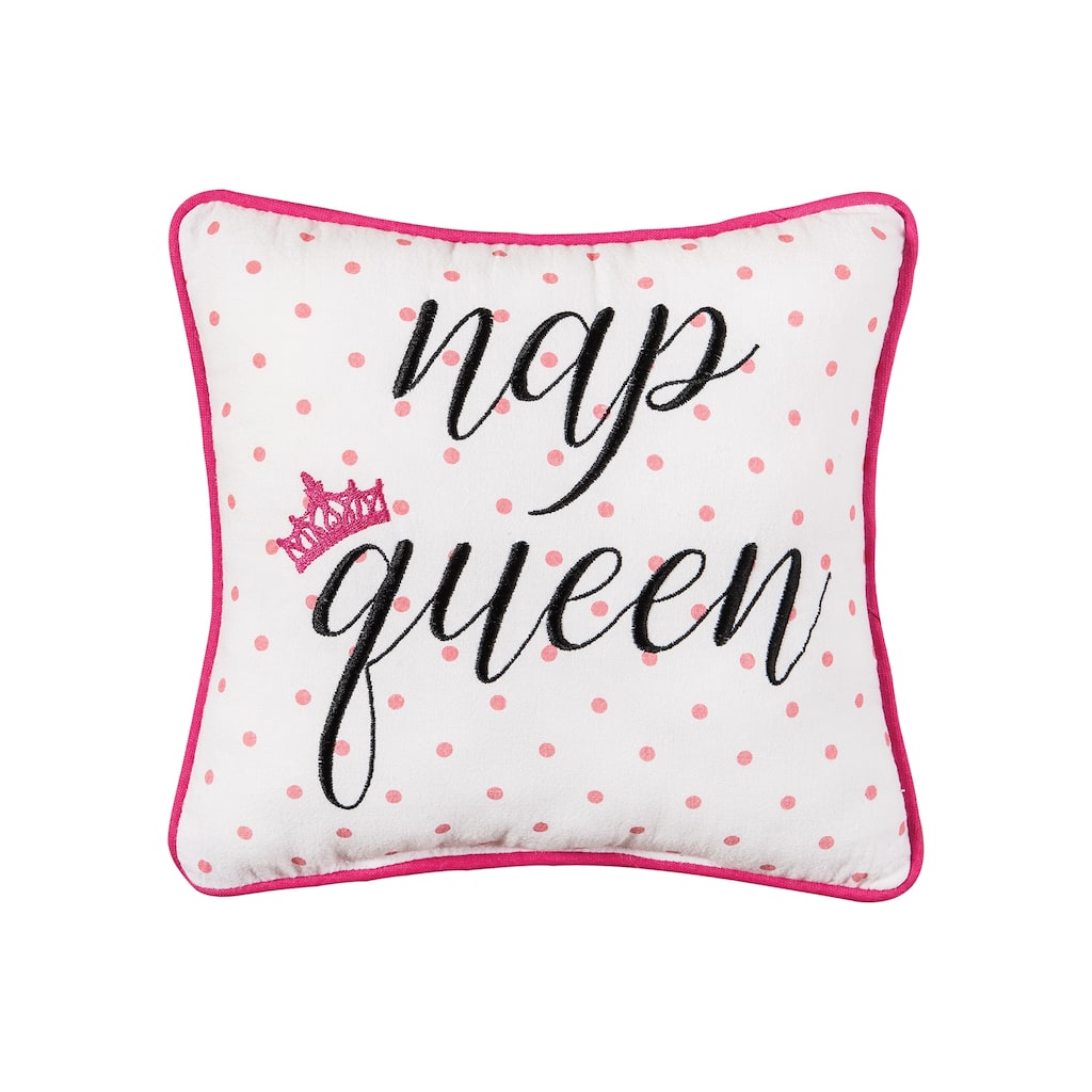 10" x 10" Nap Queen Printed and Embroidered Throw Pillow