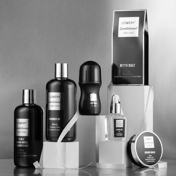 Deluxe Sandalwood Self Care Grooming Beard Kit 10pc Bath and Body