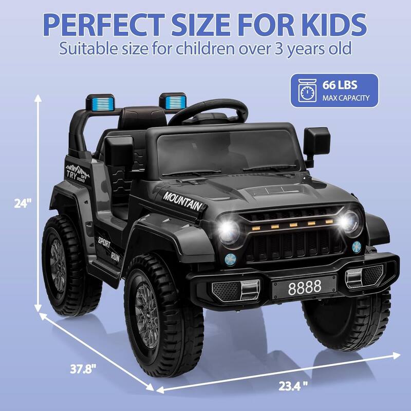 12V Kids Ride on Truck Car Kids Electric Vehicles Toy for 3-5 Years Old Boys Girls Gift, Black