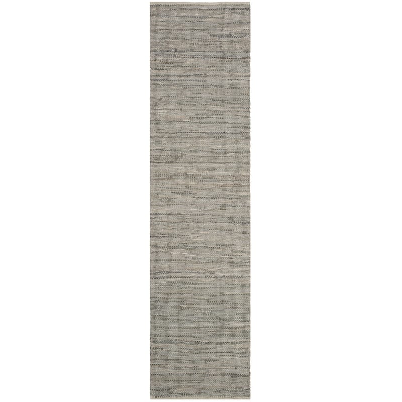 SAFAVIEH Handmade Vintage Boho Leather Cami Modern Stripe Leather - 2' 3" x 4' - Grey - Runner/Rectangle