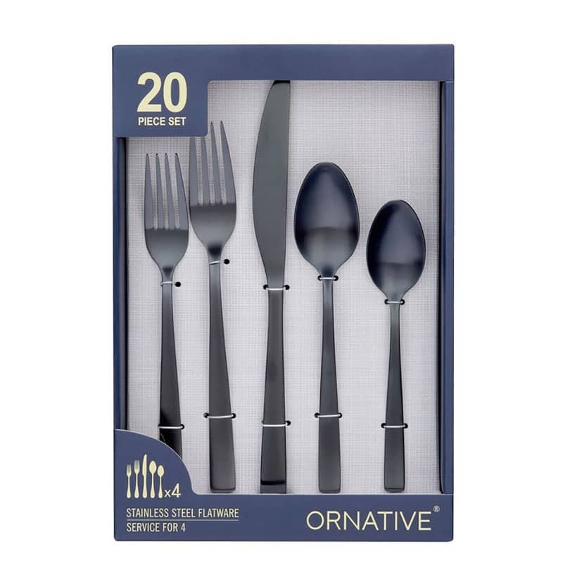 Ornative Lola 18/0 Stainless Steel 20 Pieces Flatware Set - 10.63" H x 6.69" W x 2.76" D