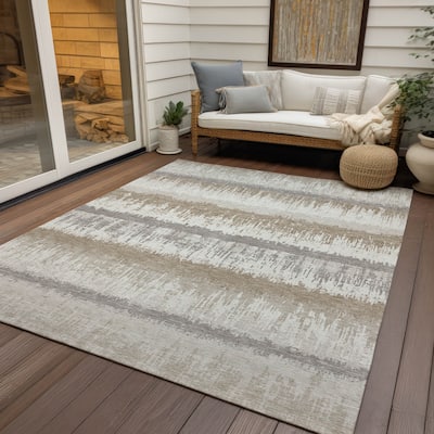 Machine Washable Indoor/ Outdoor Abstract Ombre Chantille Rug