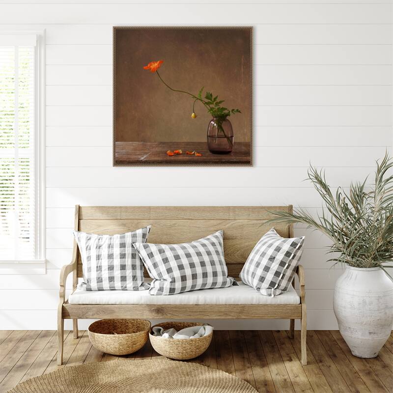 A story with orange poppies by Galina Bunkova Framed Canvas Wall Art Print