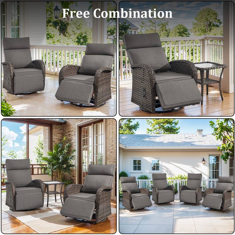 Pocassy Lounge Chair Swivel Reclining Chair with Adjustable Backrest