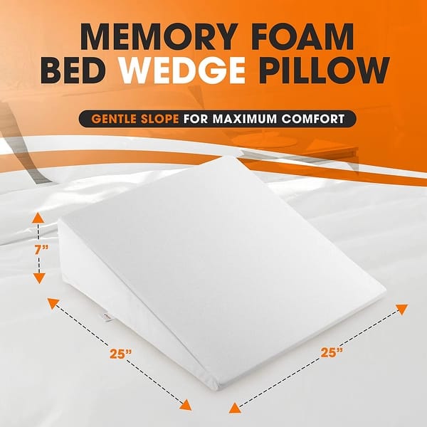 Cheer Collection Ultra Supportive Memory Foam Bed Wedge Pillow White