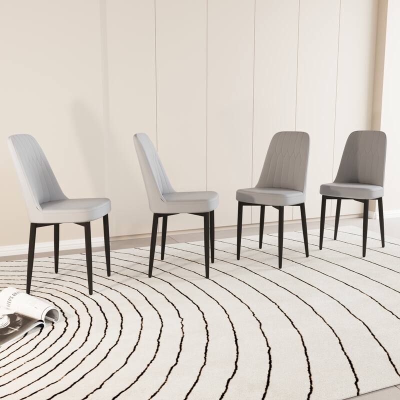 Dining Chairs Set of 4, Faux Leather Upholstered Dining Chairs with Metal Legs for Kitchen/Living Room/Restaurant