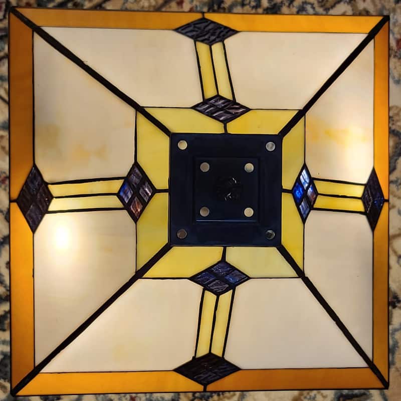 Tiffany Style Stained Glass Mission Table Lamp 21" Tall AM098TL13B Amora Lighting