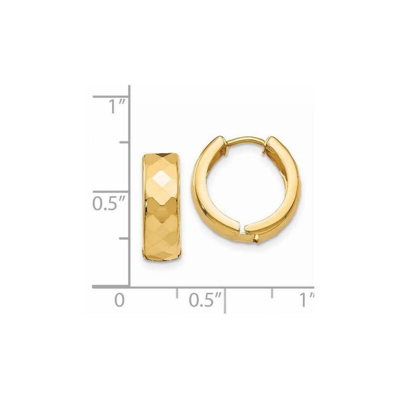 Curata 14k Tri Color Gold Textured 4x14mm Hinged Hoop Earrings