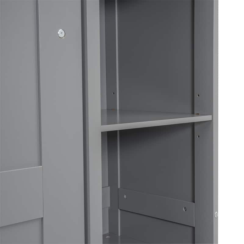 Full Size Murphy Bed Wall Bed with Shelves and LED Lights,Frame Bed