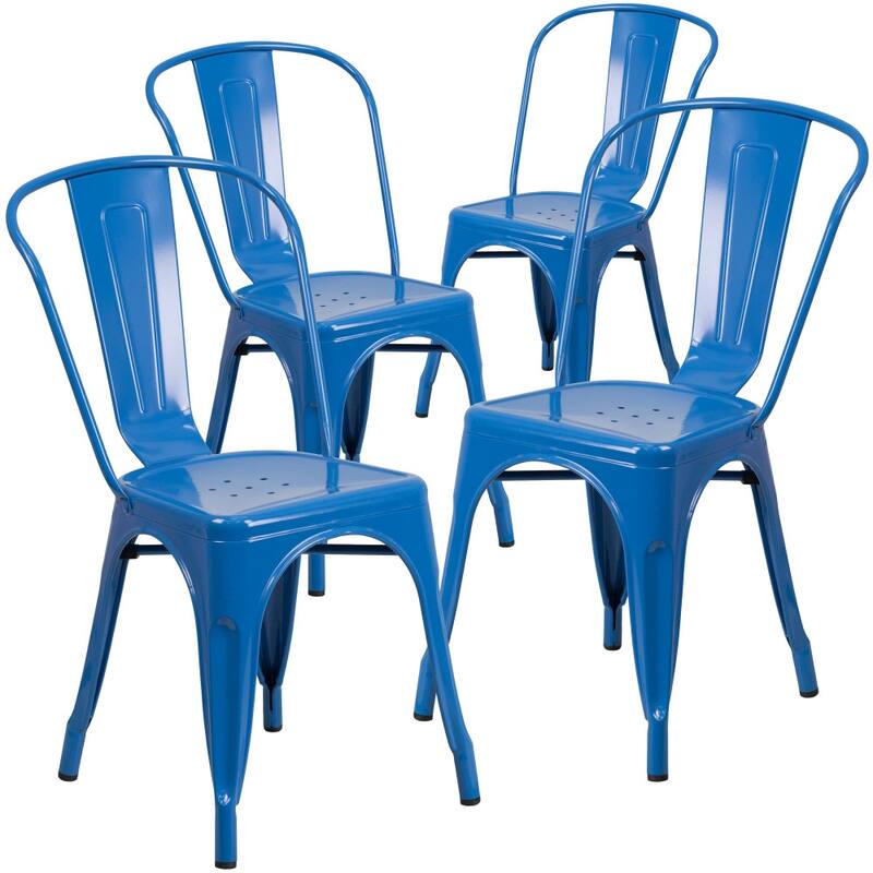Metal Indoor/ Outdoor Stackable Bistro Chair (Set of 4)