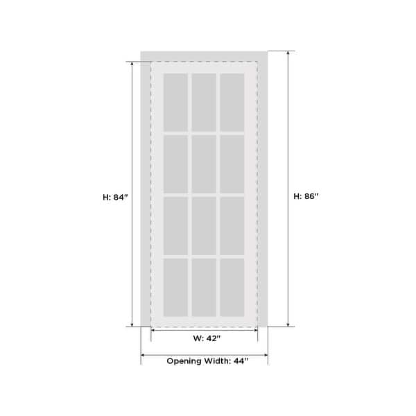 dimension image slide 4 of 22, Interior Solid French Door / Mela 0755 Painted White / Single Regular Panel Frame Handle / Bathroom Bedroom Modern Doors