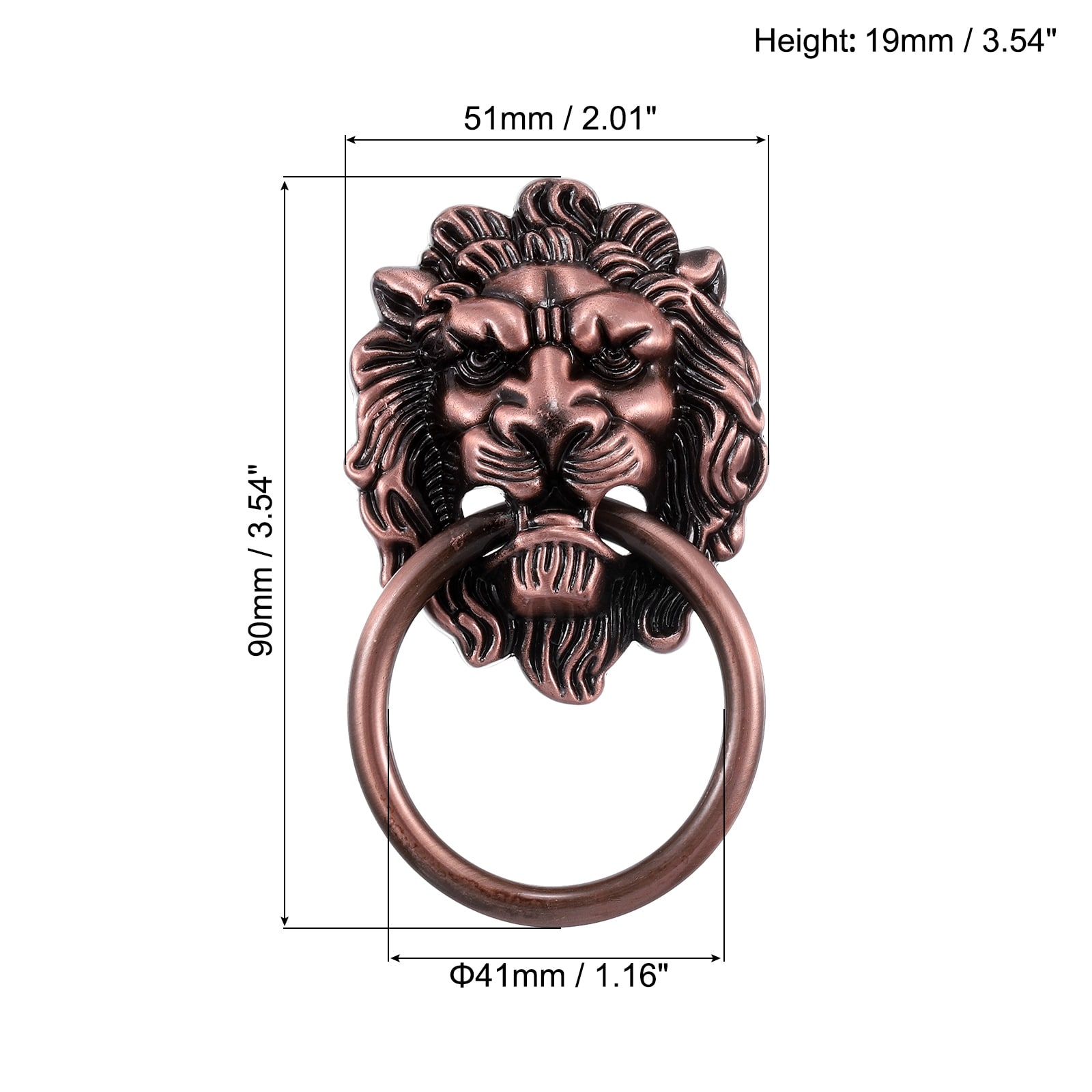 Lion Head Pulls Knob, Zinc Alloy Vintage Lion Door Handle Decorative Front Door Knob Ring Pull Handle for Cabinets Drawers