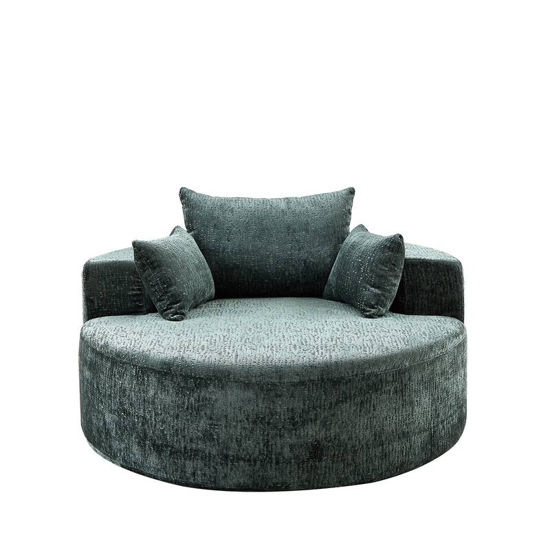 55in Wide Chenille Sponge Single Sofa Fluffy Modern Sleeper Chair