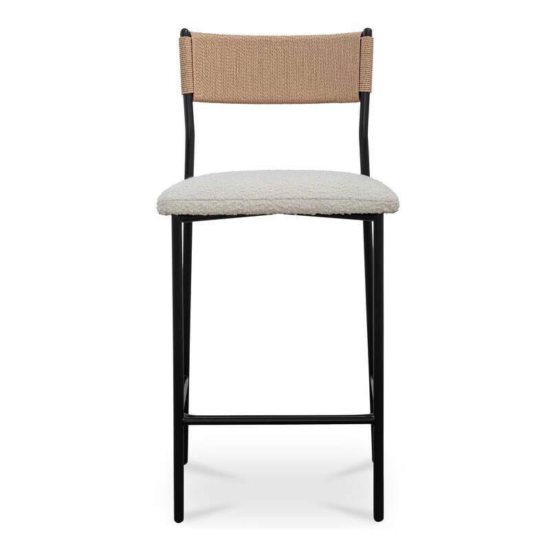 NADAAL STUDIOS Quinn, Counter Stool With Performance Fabric - 19.02"W x19.57"D x39.17"H - White,Brown,Black