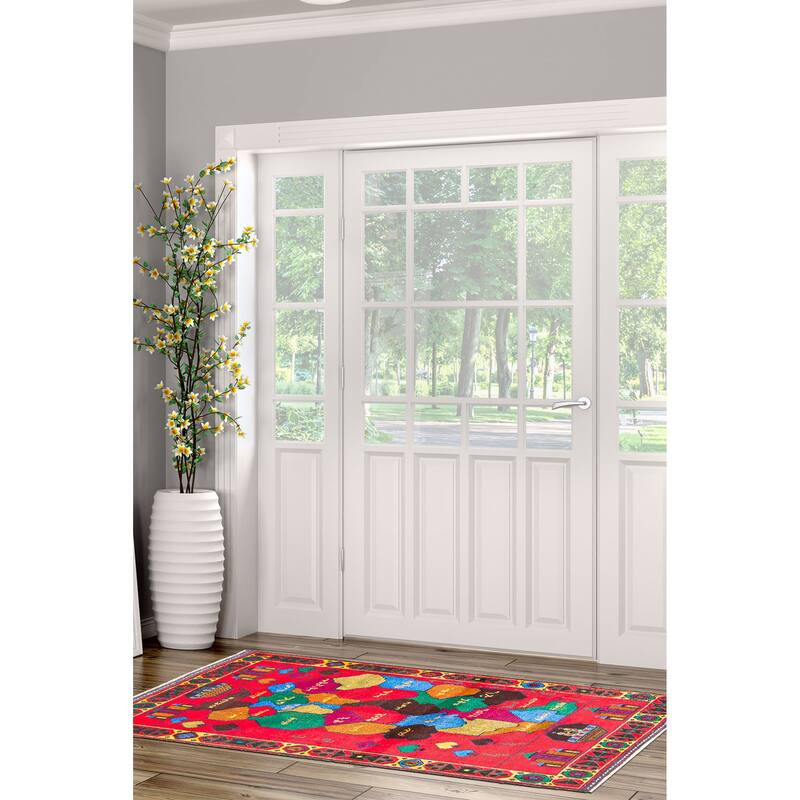 ECARPETGALLERY Hand-knotted Teimani Red Wool Rug - 2'9 x 4'10